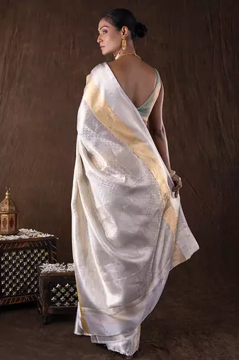 Silver handloom kanchipuram silk saree