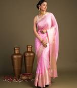 Pink handloom pure silk saree