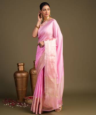 Pink handloom pure silk saree 3
