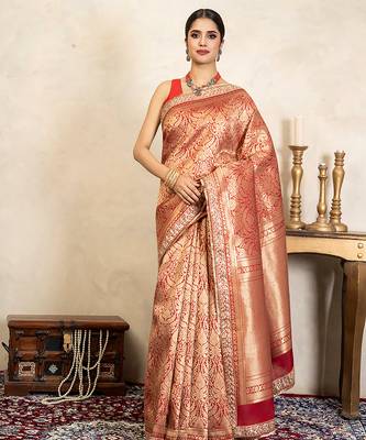 Red handloom pure silk saree 1