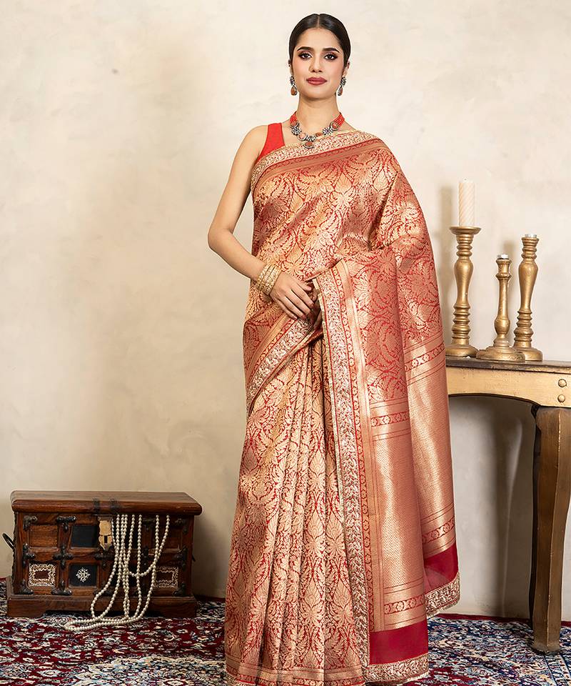 Red handloom pure silk saree