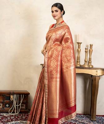 Red handloom pure silk saree 2