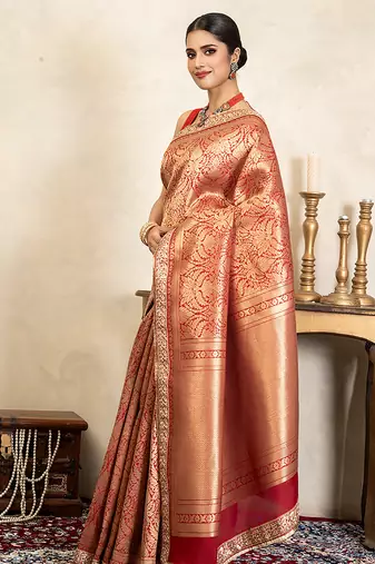 Red handloom pure silk saree