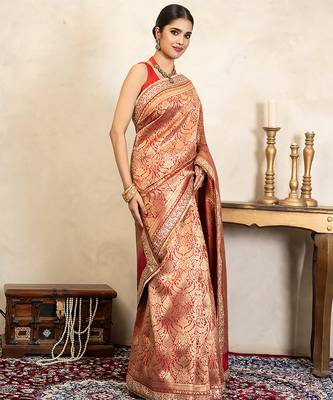 Red handloom pure silk saree 3