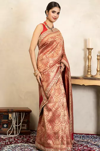 Red handloom pure silk saree