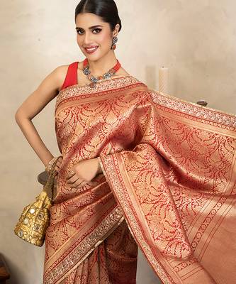 Red handloom pure silk saree 4