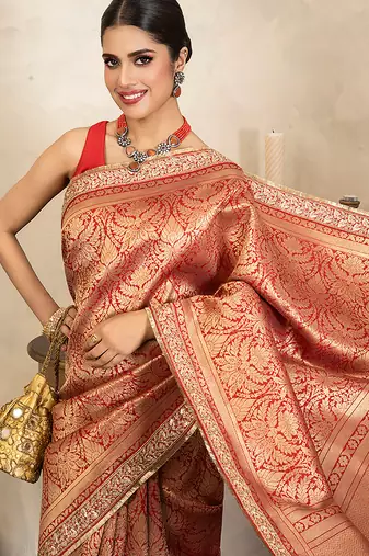 Red handloom pure silk saree