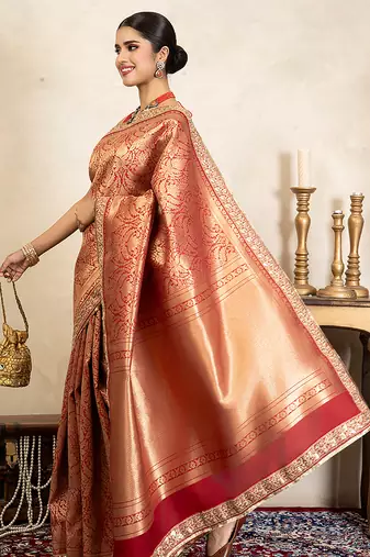 Red handloom pure silk saree