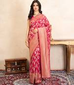 Rani pink handloom pure katan silk saree