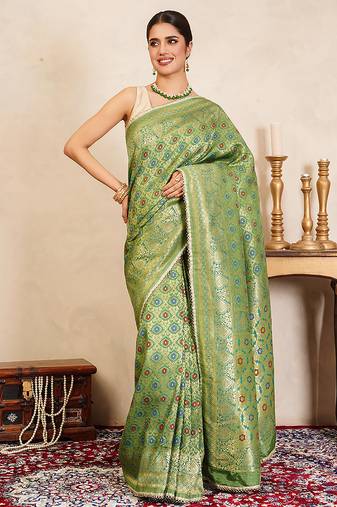 Pista green handloom pure silk saree