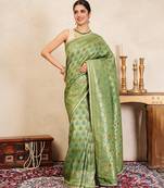 Pista green handloom pure silk saree