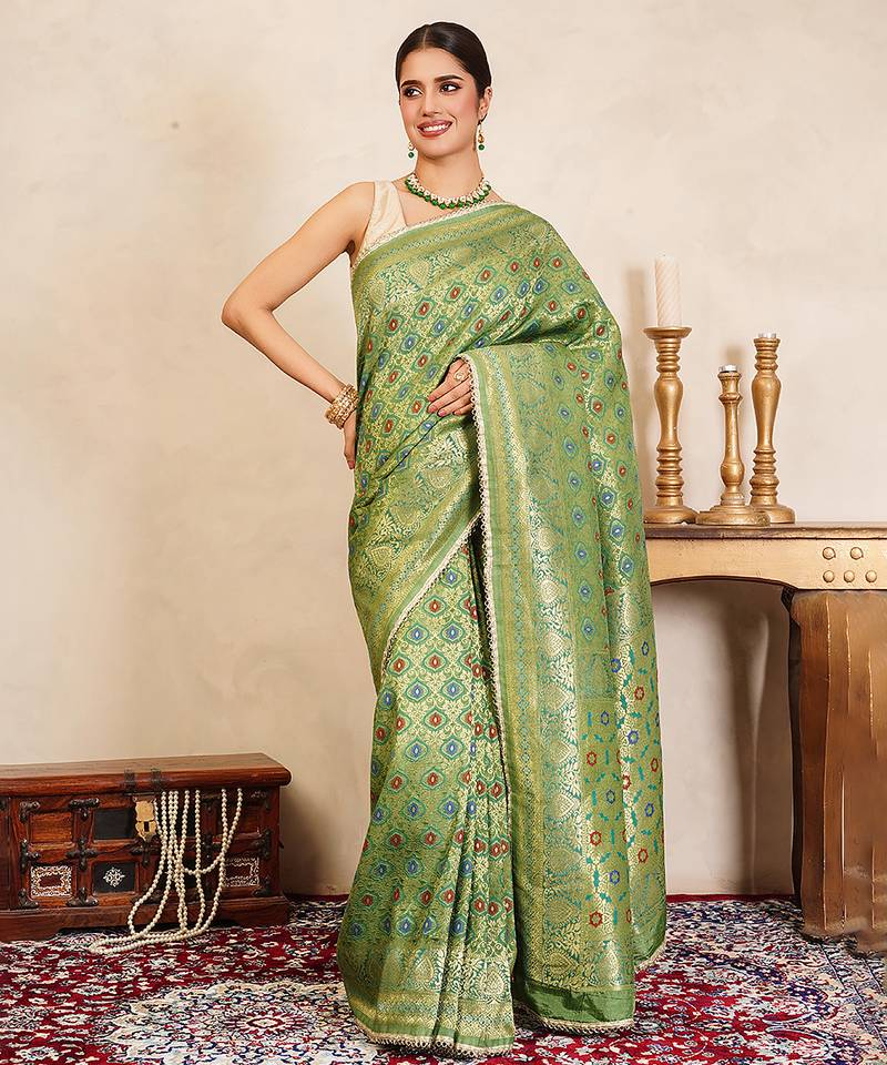 Pista green handloom pure silk saree