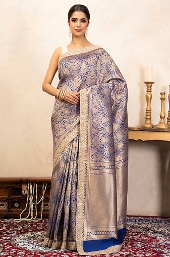 Blue handloom pure katan silk saree