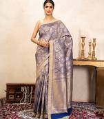Blue handloom pure katan silk saree