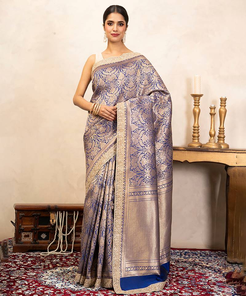 Blue handloom pure katan silk saree