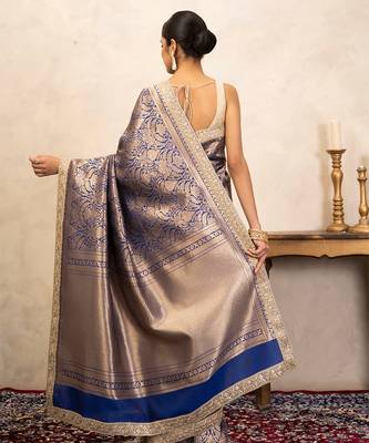 Blue handloom pure katan silk saree 2
