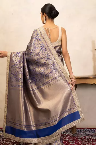 Blue handloom pure katan silk saree