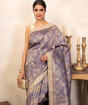 Blue handloom pure katan silk saree 3