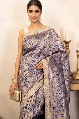 Blue handloom pure katan silk saree