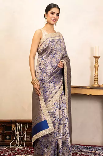 Blue handloom pure katan silk saree