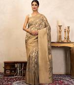 Grey Handloom Pure Katan Silk Saree 