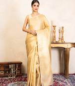 Gold handloom pure katan silk saree