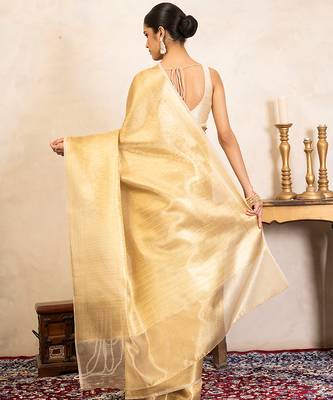 Gold handloom pure katan silk saree 3
