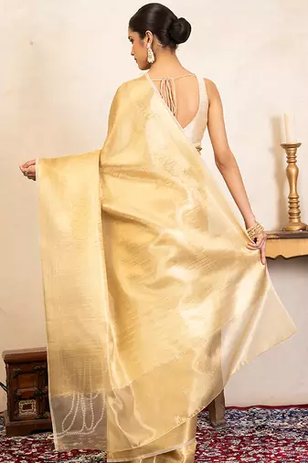 Gold handloom pure katan silk saree