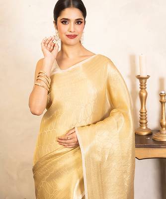 Gold handloom pure katan silk saree 4