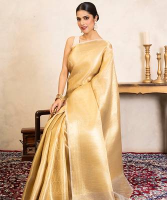 Gold handloom pure katan silk saree 5