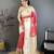 coral soft silk gold zari woven butta faux banarasi saree