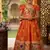 orange paithani silk kids gown with zari woven work