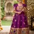 Soft paithani silk zari weaving birds pattern kids gown