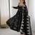 Black Roman Silk Embroidered Sequence Anarkali Set with Dupatta set 