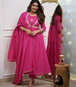 Women Ethnic Motifs Embroidered Empire Gotta Patti Kurta with Trousers & With Dupatta