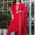 red embroidered kurta set
