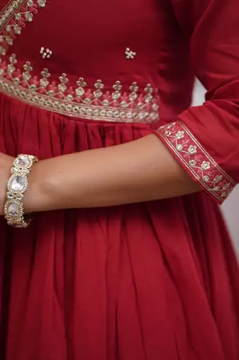 Women Ethnic Motifs Embroidered Anarkali Kurta with Trousers & Dupatta