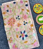 Lavender Multi Thread Embroidery Work Art Silk Saree