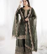 Womens new trendy embroidery coding and sequence work kurta set