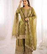 Womens new trendy embroidery coding and sequence work kurta set
