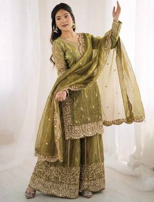 light green silk salwar kameez with embroidery work 3