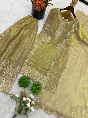 light green silk salwar kameez with embroidery work 4