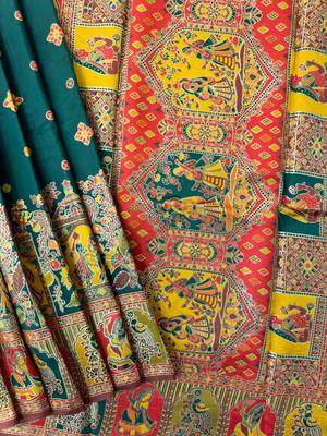 dark green banarasi silk saree with butti design
 4