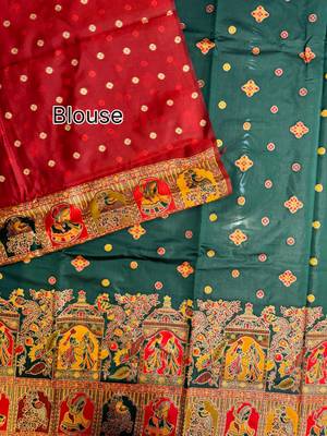 dark green banarasi silk saree with butti design
 5