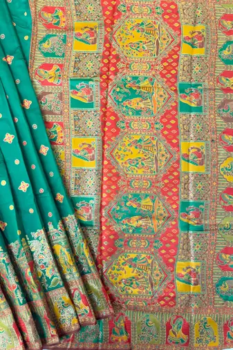 emerald banarasi silk saree with meena weaving