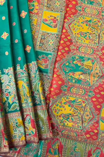 emerald banarasi silk saree with meena weaving