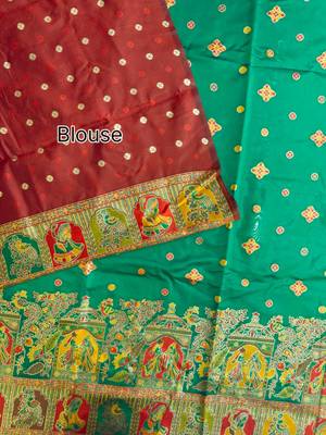 emerald banarasi silk saree with meena weaving
 5