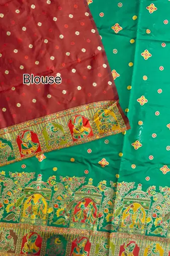 emerald banarasi silk saree with meena weaving
