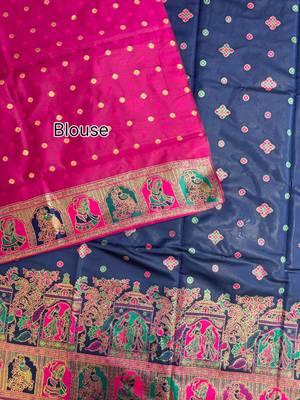 navy blue banarasi silk saree with meena weaving 5