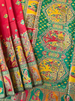 red banarasi silk saree with meena weaving design 4